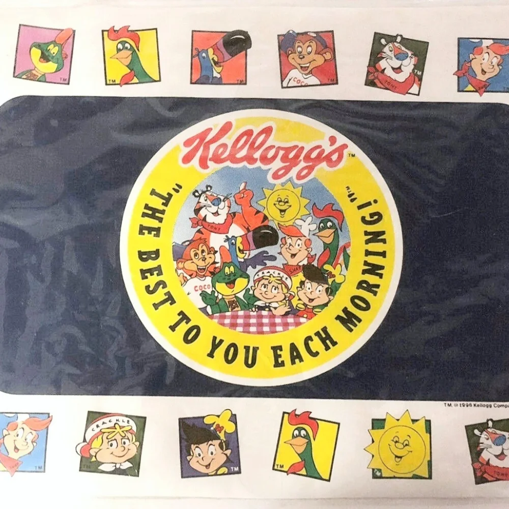 Vintage 1996 Set of 4 Kellogg's Cereal Vinyl Placements  - Picture 2 of 3